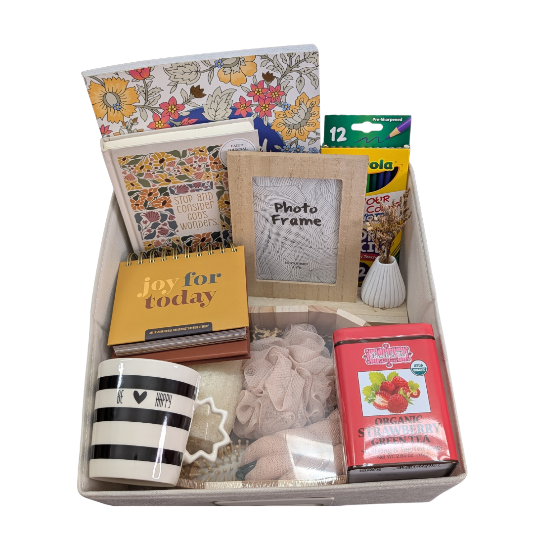 "Joy for Today" Wellness Gift Box with Organic Strawberry Tea, Photo Frame, & Faith Journal