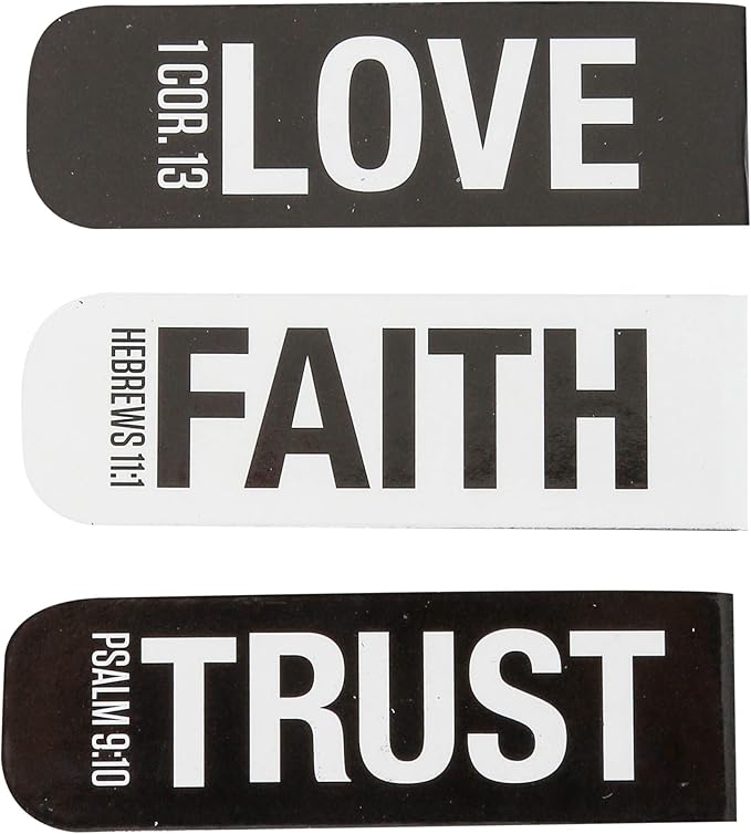 Single Magnetic Bookmark: Bold Black & White Scripture Word Design