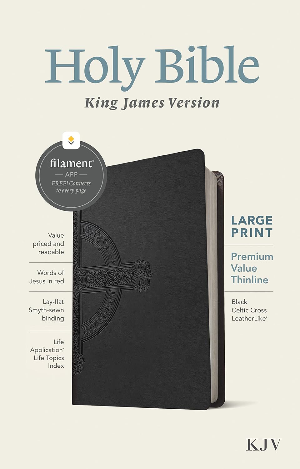 Large Print KJV Bible with Celtic Cross Design & Filament