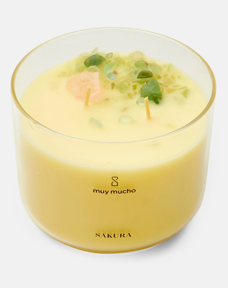 Muy Mucho Crystal Stone Candle