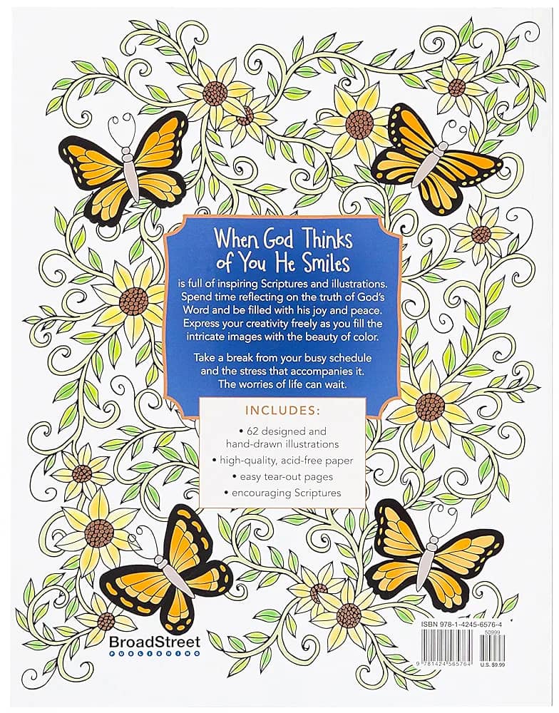 "When God Thinks of You He Smiles" Christian Coloring Book for Adults