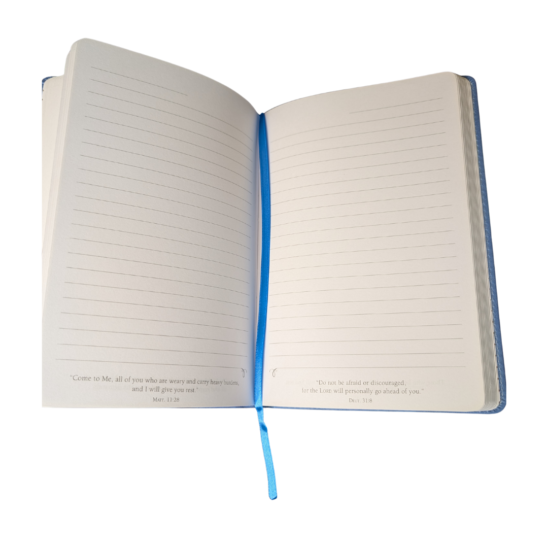 Amazing Grace Journal | Light Blue PU Leather, Lined Pages & Ribbon Marker