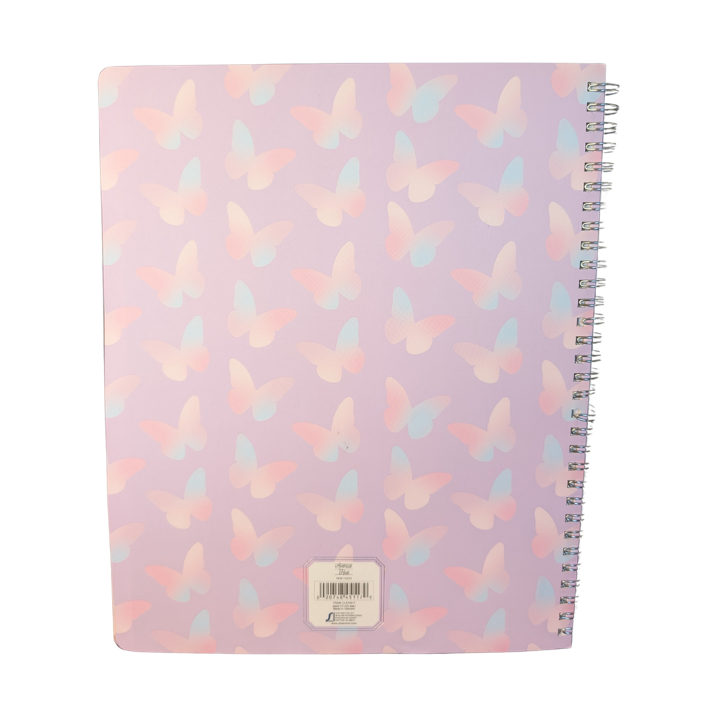 "Blessed" Butterfly Print Notebook | Multi-Section Pink Spiral Journal