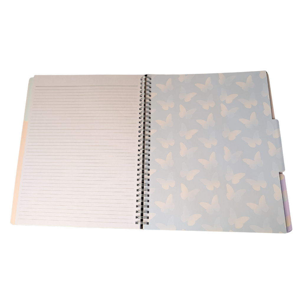 "Blessed" Butterfly Print Notebook | Multi-Section Pink Spiral Journal