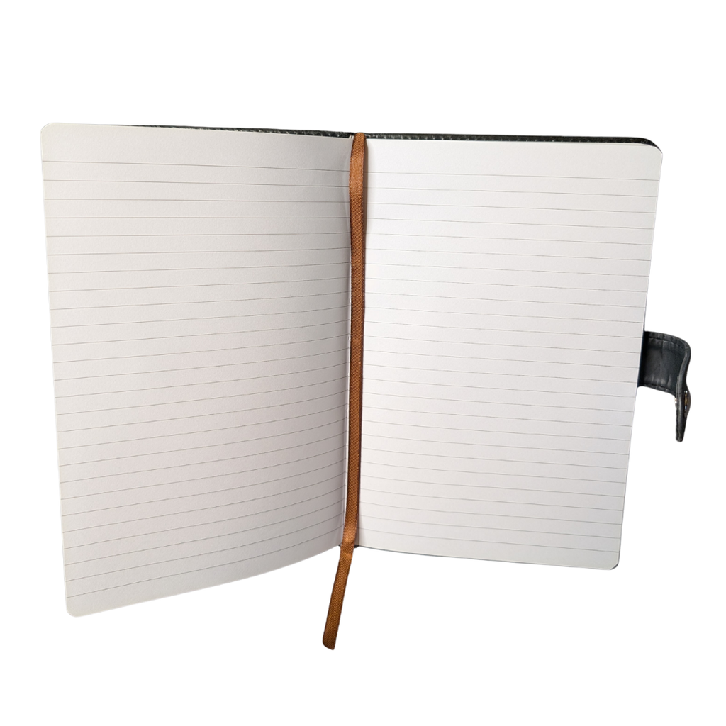 Black Embossed Cross Leatherette Journal with Snap Closure