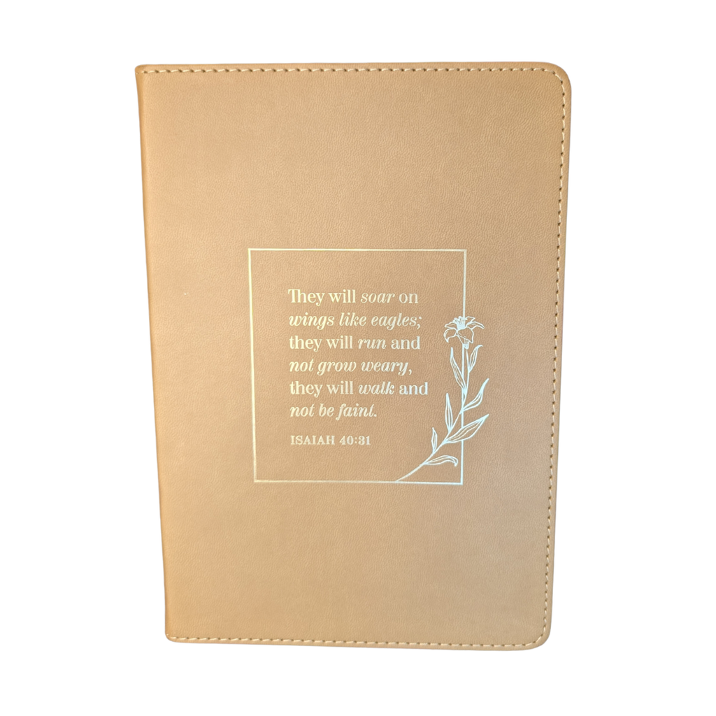 "Soar, Run, Walk" Isaiah 40:31 Tan PU Leather Journal