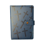 Navy Embossed Cross Leatherette Journal | Christian Snap Closure Notebook