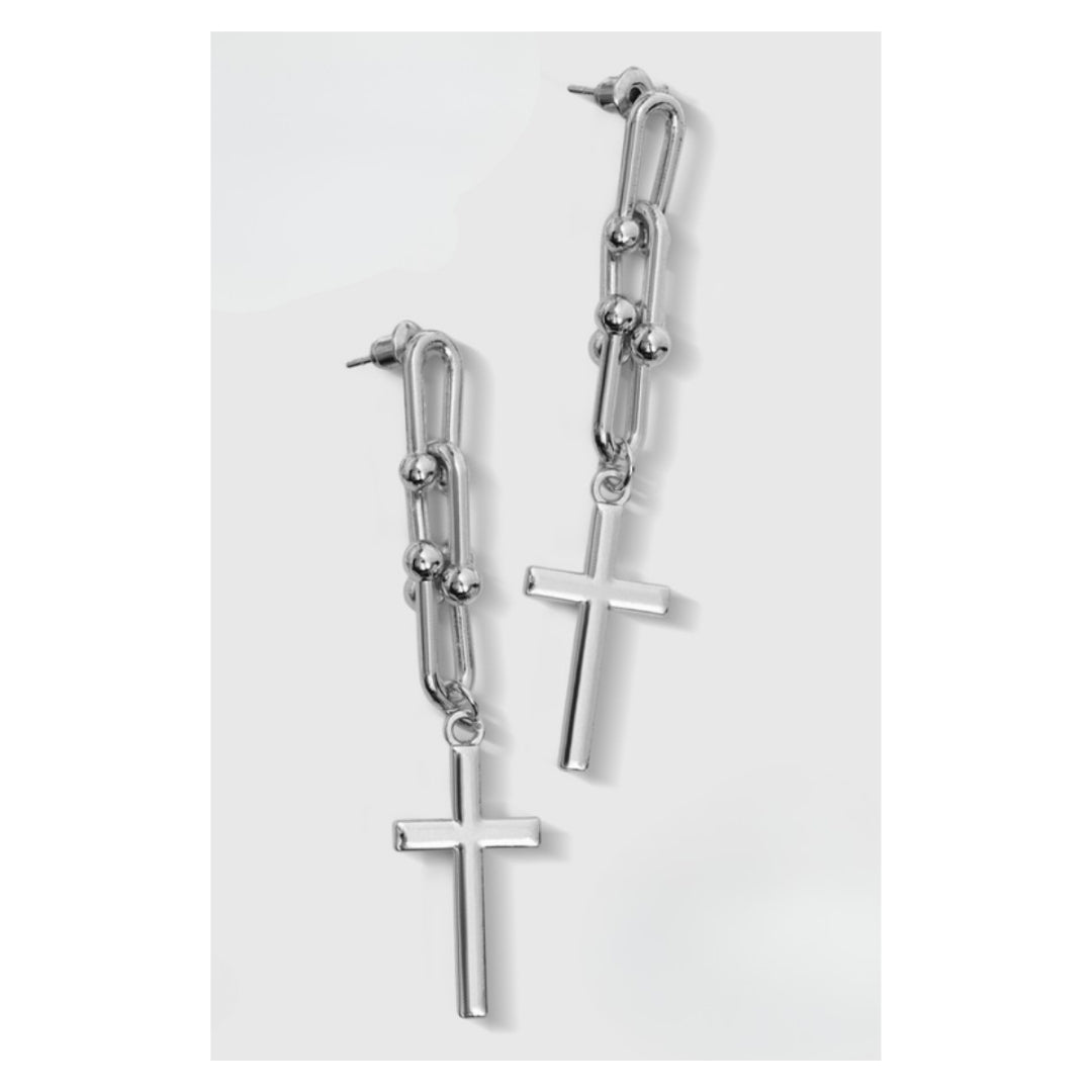 Drop Cross Earrings